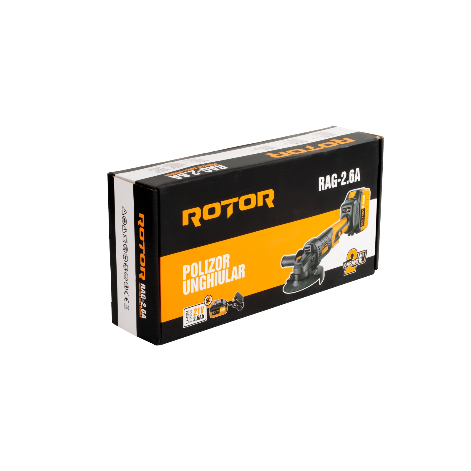 Amoladora angular a batería ROTOR RAG-2.6 A, 21 V, 2.6 Ah, 600 W, Brushless - Imagen 4