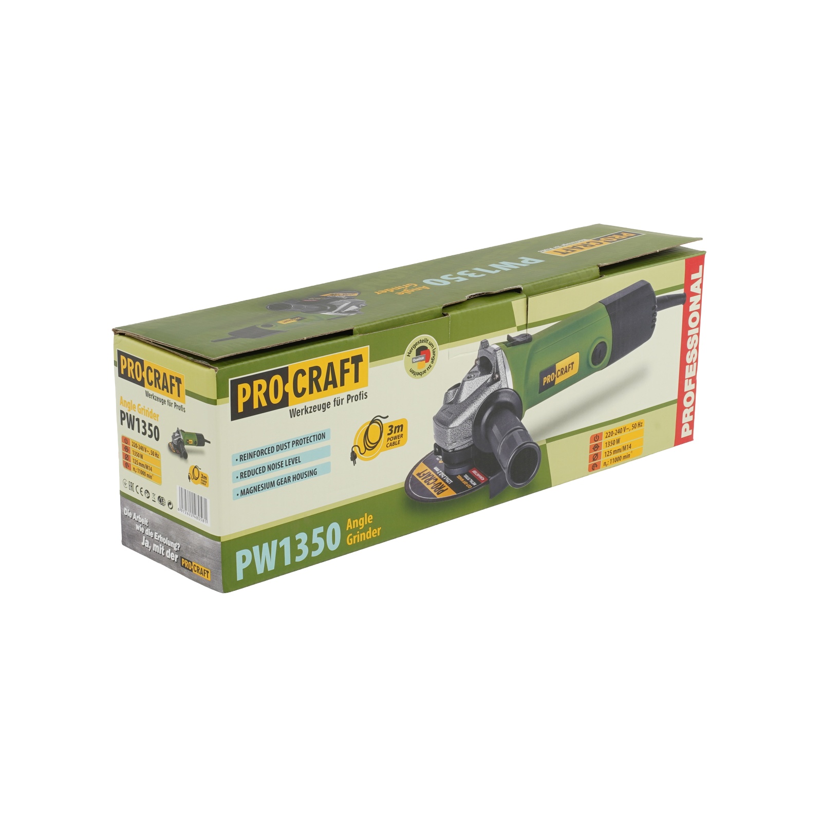 Amoladora angular ProCraft PW1350, 1350 W, 11000 rpm, disco 125 mm, para corte y lijado - Imagen 4