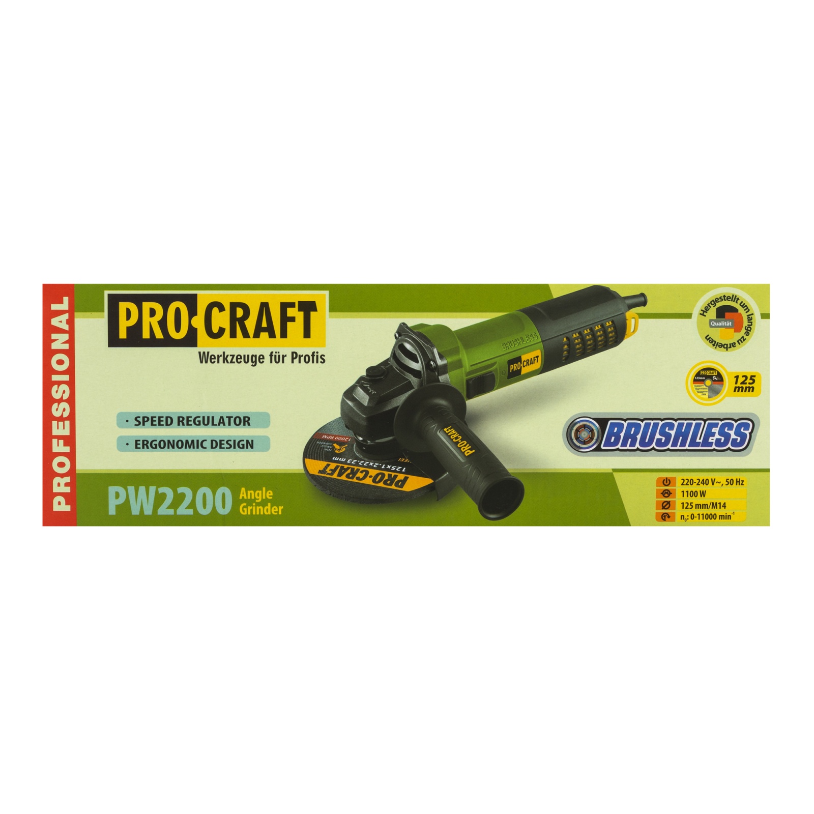 Amoladora angular ProCraft PW2200, 1100 W, 11000 rpm, disco 125 mm - Imagen 5